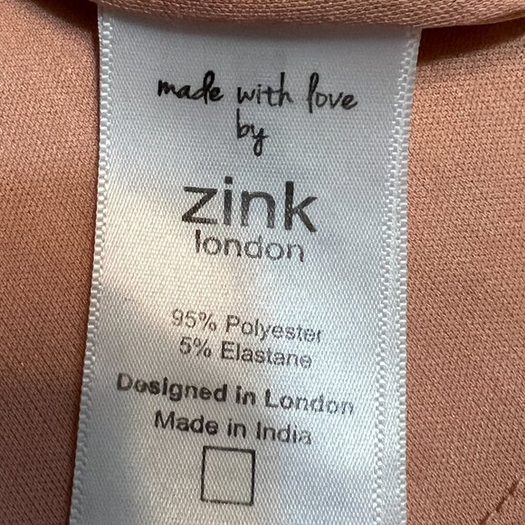 Zink London Size M Peach Floral Fit & Flare Dress Short Sleeve Lined Side Zip - Picture 7 of 11